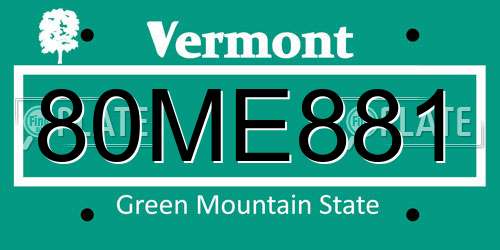 80ME881 Vermont License Plate