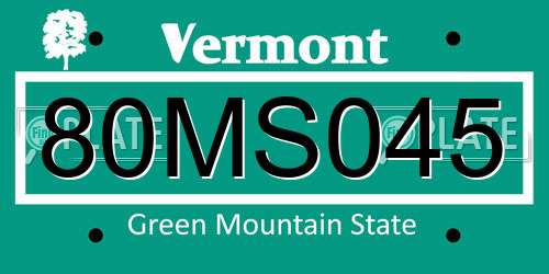 80MS045 Vermont License Plate