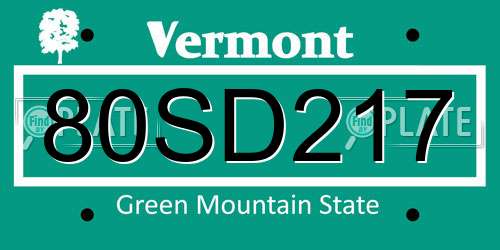 80SD217 Vermont License Plate