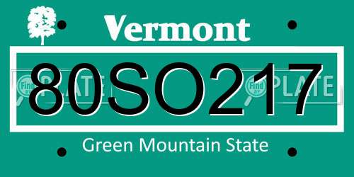 80SO217 Vermont License Plate