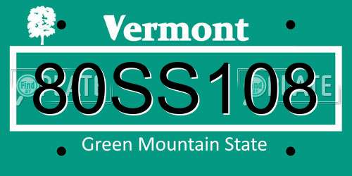 80SS108 Vermont License Plate
