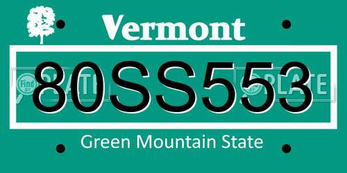 80SS553 Vermont License Plate