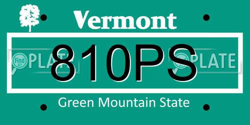 810PS Vermont License Plate