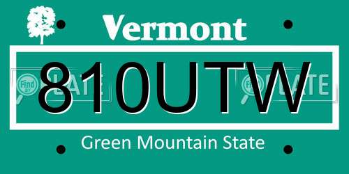 810UTW Vermont License Plate