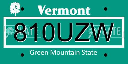 810UZW Vermont License Plate