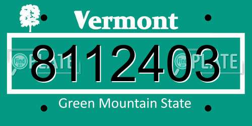 8112403 Vermont License Plate