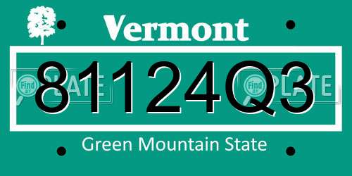 81124Q3 Vermont License Plate