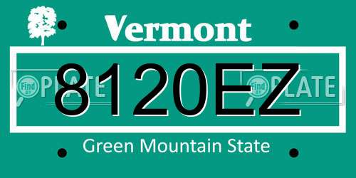 8120EZ Vermont License Plate