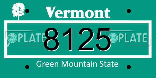 8125 Vermont License Plate