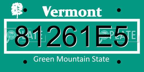 81261E5 Vermont License Plate