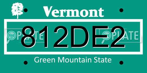 812DE2 Vermont License Plate