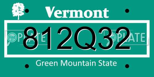 812Q32 Vermont License Plate