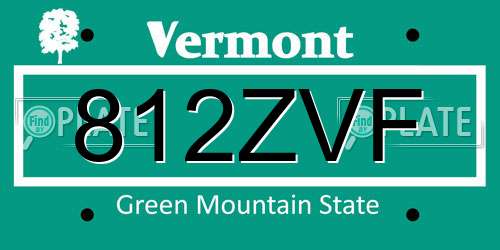 812ZVF Vermont License Plate