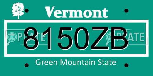 8150ZB Vermont License Plate