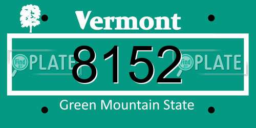 8152 Vermont License Plate