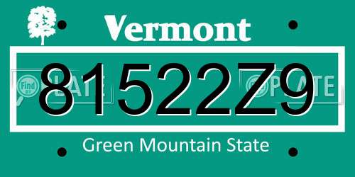 81522Z9 Vermont License Plate