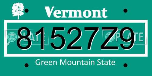 81527Z9 Vermont License Plate