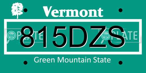 815DZS Vermont License Plate