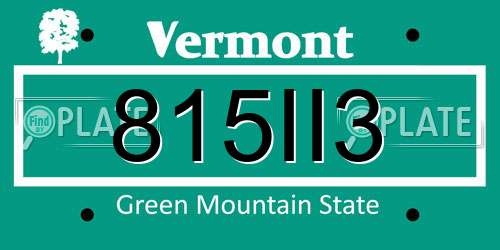 815II3 Vermont License Plate