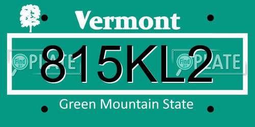 815KL2 Vermont License Plate
