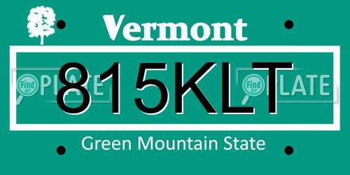 815KLT Vermont License Plate