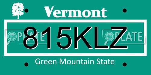 815KLZ Vermont License Plate