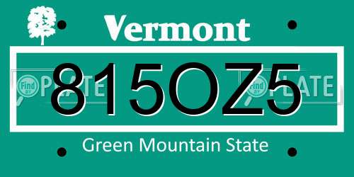 815OZ5 Vermont License Plate