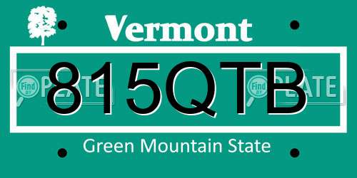 815QTB Vermont License Plate