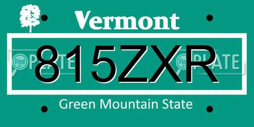 815ZXR Vermont License Plate