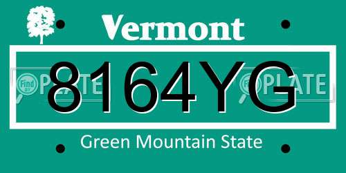 8164YG Vermont License Plate