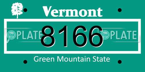 8166 Vermont License Plate