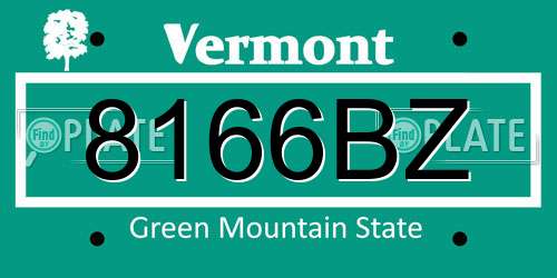 8166BZ Vermont License Plate