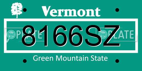 8166SZ Vermont License Plate
