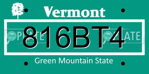 816BT4 Vermont License Plate