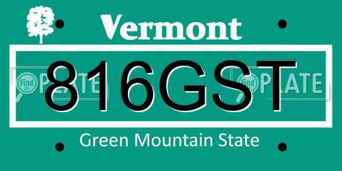 816GST Vermont License Plate
