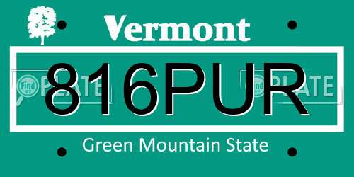 816PUR Vermont License Plate