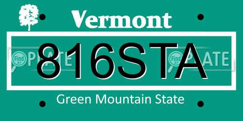 816STA Vermont License Plate
