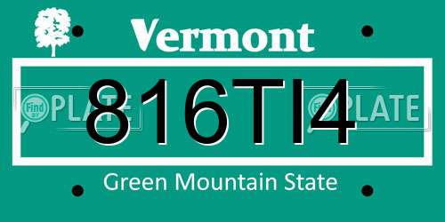 816TI4 Vermont License Plate