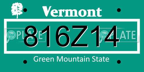 816Z14 Vermont License Plate