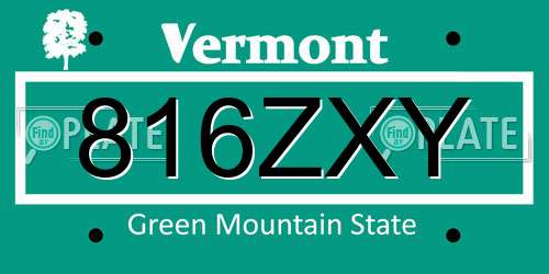 816ZXY Vermont License Plate