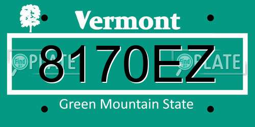 8170EZ Vermont License Plate