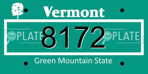8172 Vermont License Plate