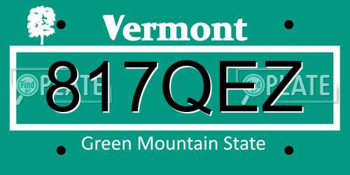 817QEZ Vermont License Plate