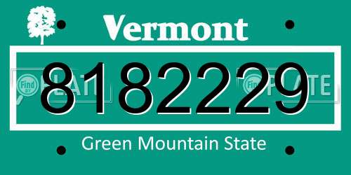 8182229 Vermont License Plate