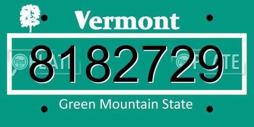 8182729 Vermont License Plate