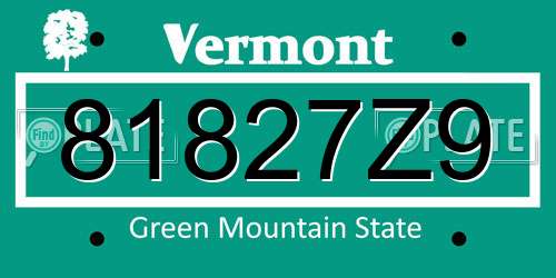 81827Z9 Vermont License Plate