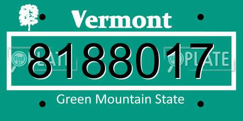 8188017 Vermont License Plate