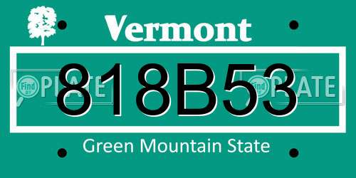 818B53 Vermont License Plate