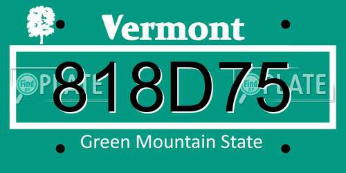 818D75 Vermont License Plate