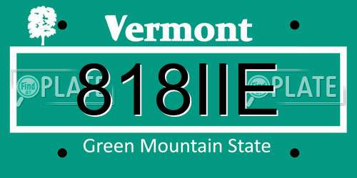 818IIE Vermont License Plate